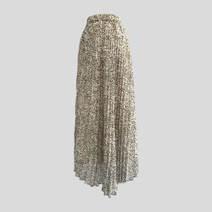 Chaps Ivory Polka Dot Pleated Chiffon Midi Skirt, Womens Size Small